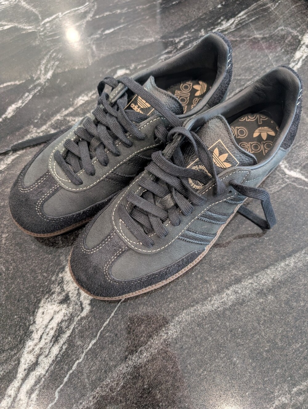 Adidas Womens Black and Brown Suede Retro Samba Sneakers